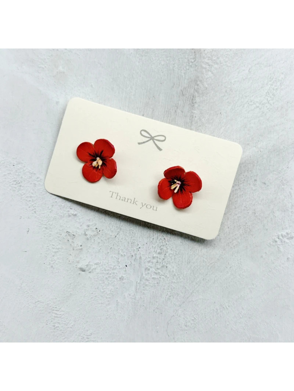 1371mc. Orange Leather Floral Earrings Dainty